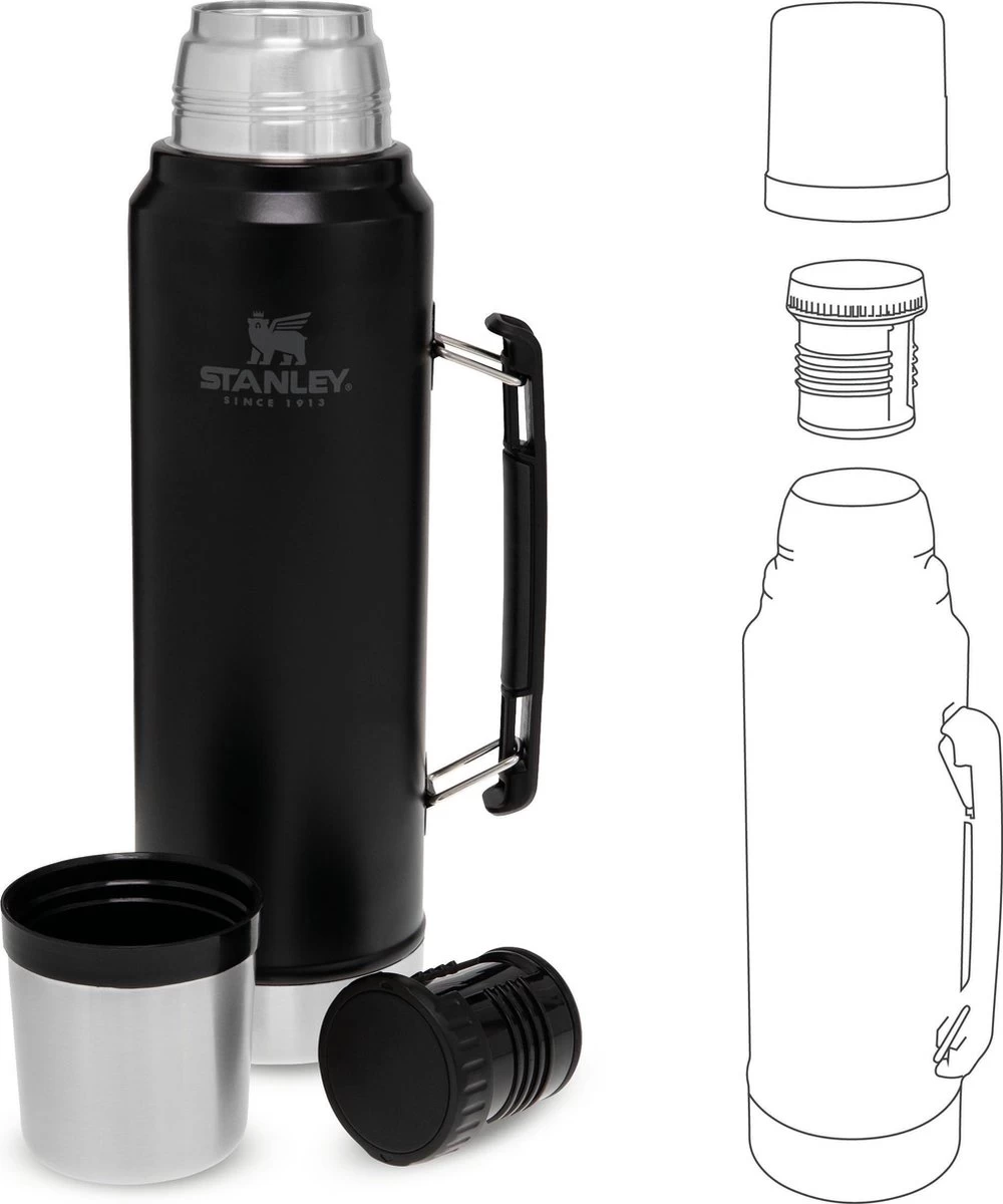 Stanley The Legendary Classic Bottle 1,00L - thermosfles - Matte Black Stanley The Legendary Classic Bottle 1,00L - Thermosfles - Matte Black -Bol Waterkoker Winkel