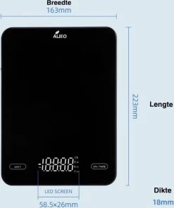 ALJEO Oplaadbare Digitale Precisie Keukenweegschaal - 1g Tot 10kg - Weegschaal Keuken - Tarra Functie - Incl Oplader - Gehard Glas - Zwart -Bol Waterkoker Winkel 1003x1200 1