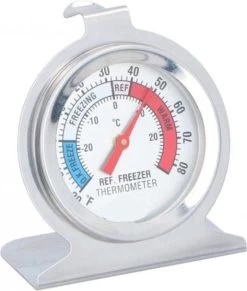 Alpina Thermometer - Koelkast/Vriezer - Ø 6,5 Cm. - 30 Tot + 30 Graden - Zilver