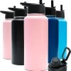 Thermosfles - Pastel Pink - 1 Liter - Extra Dop Met Rietje & Drinktuit - Thermosflessen - Isoleerfles - BPA Vrij - Lekvrij - Thermosfles 1 Liter - Isoleerfles 1 Liter - Thermoskan - Isoleerbeker - Thermosbeker