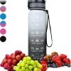 Nimma® Motivatie Waterfles - 1 Liter Drinkfles - Met Tijdmarkeringen En Fruitfilter - Zwart Wit