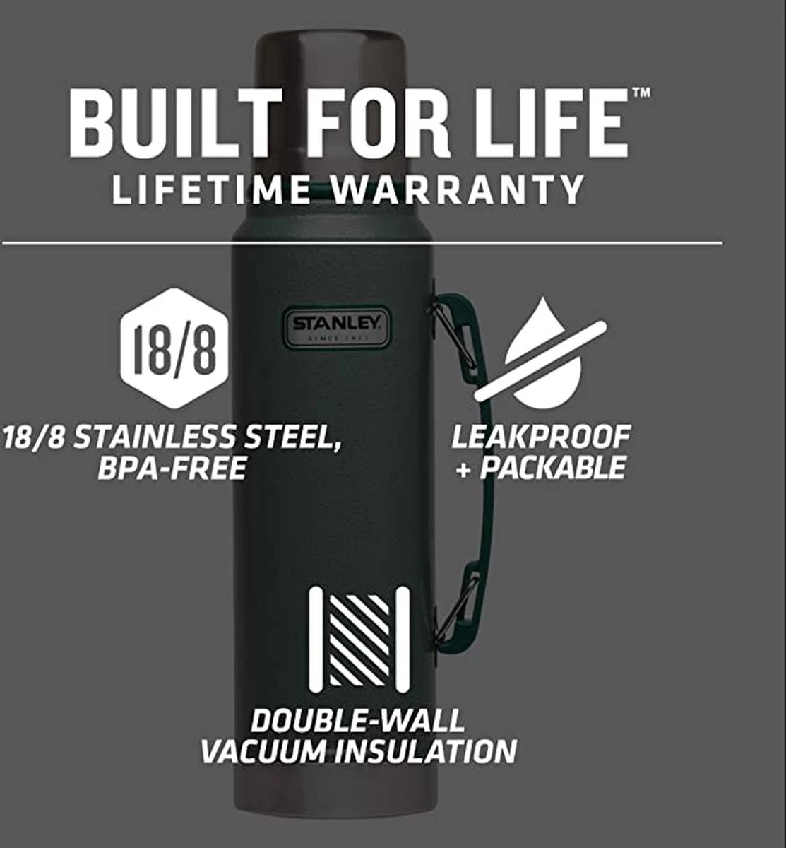 Stanley The Legendary Classic Bottle 1,00L - thermosfles - Hammertone Green Stanley The Legendary Classic Bottle 1,00L - Thermosfles - Hammertone Green -Bol Waterkoker Winkel 1113x1200 1