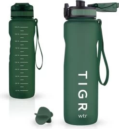 TIGR The Athlete - Drinkfles - Waterfles Met Fruit Filter - 1000ml - Groen - Met Mengbal Voor Shakes