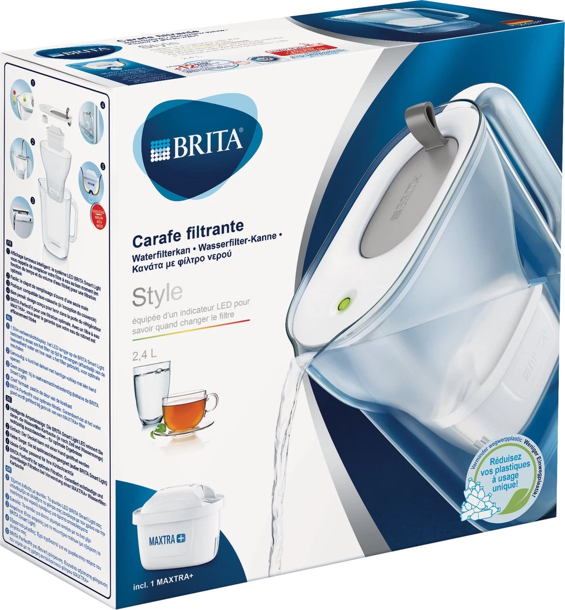 BRITA - Waterfilterkan Style Cool - Grijs - 2,4L BRITA - Waterfilterkan Style Cool - Grijs - 2,4L -Bol Waterkoker Winkel