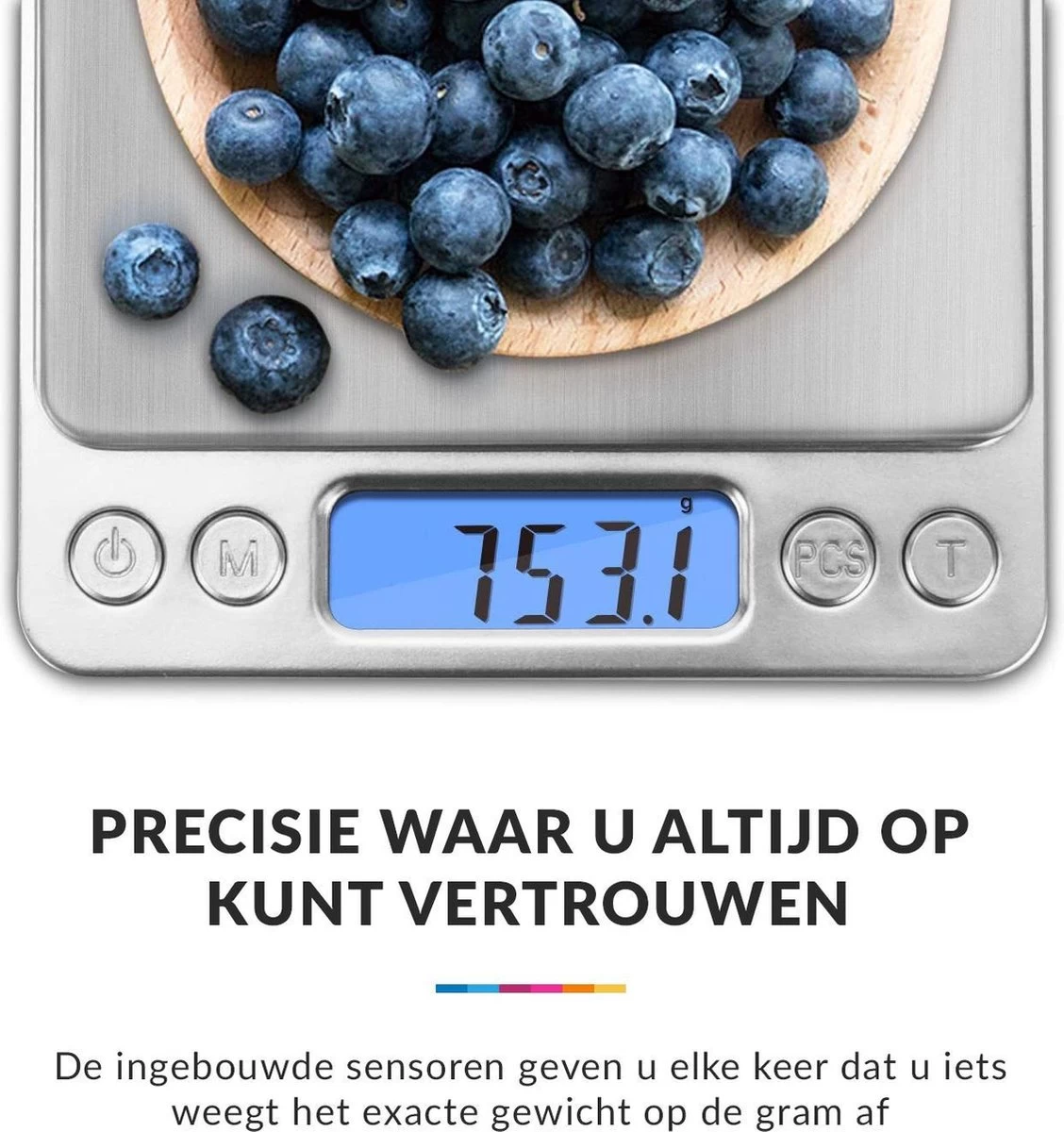 Keukenweegschaal Digitaal met Kom - Precisie Weegschaal RVS - 2000g x 0.1g Keukenweegschaal Digitaal Met Kom - Precisie Weegschaal RVS - 2000g X 0.1g -Bol Waterkoker Winkel