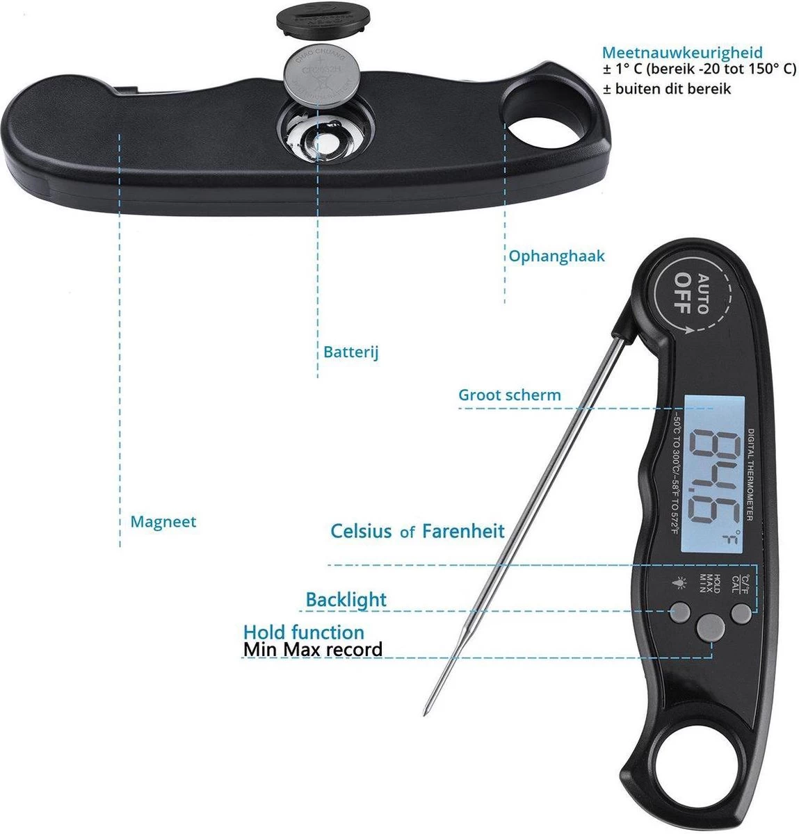 Igoods Digitale Thermometer voor Keuken, Koken, Voedsel Melk, Vlees, Oven, BBQ, Water, Thee Voor Binnen en Buiten, Waterdicht, RVS, Ultrasnel Igoods Digitale Thermometer Voor Keuken, Koken, Voedsel Melk, Vlees, Oven, BBQ, Water, Thee Voor Binnen En Buiten, Waterdicht, RVS, Ultrasnel -Bol Waterkoker Winkel 1149x1200 6