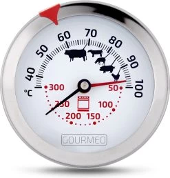 GOURMEO® 2-in-1 Vleesthermometer (vlees En Oventemperatuur) Van Roestvrij Staal Met Gaarpuntweergave, Braadthermometer, Grillthermometer, Oventhermometer