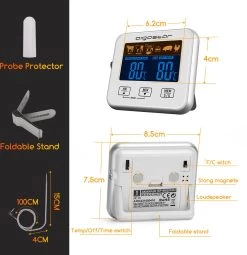 Aigostar 2-in-1 Magnetische Digitale Kern Thermometer Met Keuken Timer Alarm -0-250 Graden Celcius - Magnetische Vloeistof/Vlees Temperatuurmeter Met Meetsonde Draad & Kook Timer -Bol Waterkoker Winkel 1163x1200 1