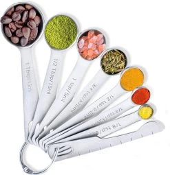 BOTC Maatbeker Set- 8-Delige - Meetlepels - Measuring Spoons - Maatschepjes - RVS - Grijs