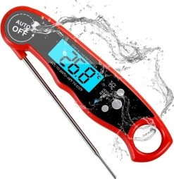 Merkloos Brauch TP900 Digitale Thermometer Voor Keuken, Koken, Voedsel Melk, Vlees, BBQ, Water, Thee Voor Binnen En Buiten, Waterdicht, RVS, Ultrasnel Rood