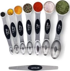 8-Delige Magnetische Maatlepel Set RVS - Measuring Cups And Spoons - Maatschepjes - Vast & Vloeibaar