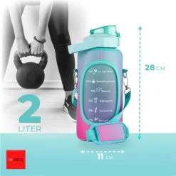 By Bresi - Waterfles 2 Liter MET Sleeve Groen/Paars - Gratis Armband - Waterfles Met Rietje -Drinkfles Met Rietje - Grote Waterfles - Bottle 2 Liter - Sportbidon - Sportfles Fitness - Waterkan - Gallon - Schenkfles - Waterflessen - Drinkbus -Bol Waterkoker Winkel 1194x1200 11