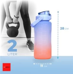By Bresi - Waterfles 2 Liter Blauw/Oranje - Gratis Armband - Waterfles Met Rietje - Grote Waterfles - Sportbidon - Twee Liter Waterfles - Sportfles - Sportfles Fitness - Bottle 2 Liter- Drinkfles - Schenkfles - Drinkbus - Waterflessen -Bol Waterkoker Winkel 1194x1200 12