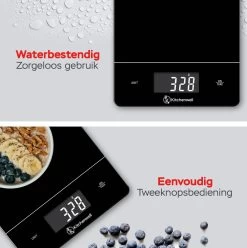 Kitchenwell Digitale Precisie Keukenweegschaal – Weegschaal Keuken - 1gr - 15kg – Tarra Functie - Zwart -Bol Waterkoker Winkel 1195x1200 6