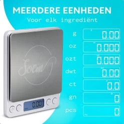 SOEM® Keukenweegschaal Digitaal Met Kom En Witte Maatlepel Set – Kleine Precisie Weegschaal 0.1 Gram – Tiny House Weegschaal – RVS Weegschaal – Tarra Functie -Bol Waterkoker Winkel 1199x1200 5