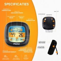Movi® Mini+ Vleesthermometer - Bbq Thermometer – Kamado - Oventhermometer - Vleesthermometer Draadloos – Keukenthermometer - Suikerthermometer - Vloeistofthermometer – Barbecue Accessoires - Inclusief E-Book - Kookwekker - -Bol Waterkoker Winkel 1199x1200 8