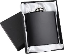 Malony® Luxe Heupfles - Veldfles - Flacon - Drinkfles - 180ML - RVS - Giftbox - Veiligheidssluiting - Zwart