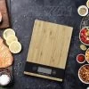 Merkloos Keukenweegschaal - Digitale Precisie - Bamboe Hout - Tare Functie - Keukenweegschaal - Digitaal- Duurzaam Bamboe - Tot 5KG - Keukenweegschaal Bamboe - Digitale Precisie Weegschaal - TipTouch Toetsen - Tot 5000 Gram - Bruin