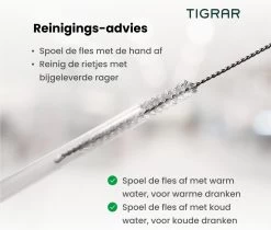 Tigrar - Drinkfles - Waterfles - Thermosfles 1 Liter - RVS - (Grafiet) Zwart - Incl. Extra Dop 3 Rietjes En Reiniger -Bol Waterkoker Winkel 1200x1022 3