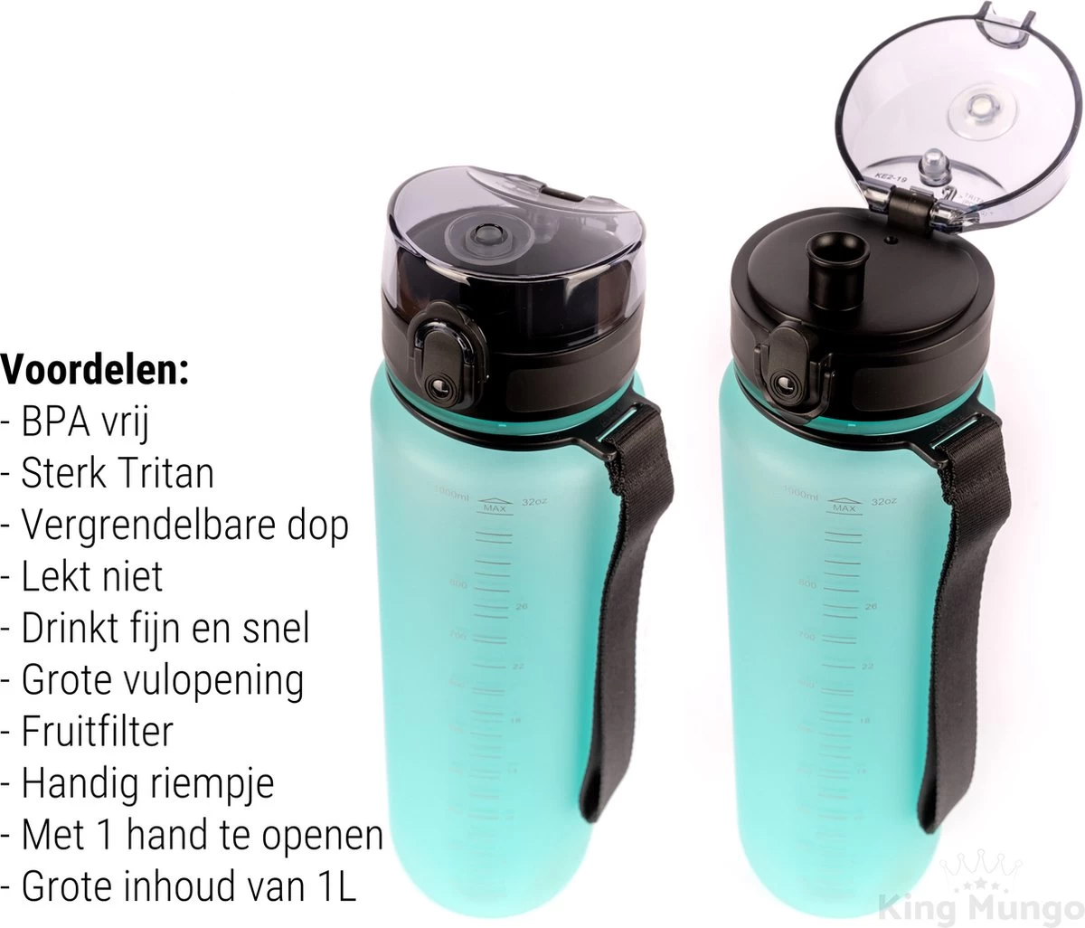 Drinkfles - 1 liter - Sport Bidon Drinkbus 1000ml - Lichtblauw - King Mungo KMDF043 Drinkfles - 1 Liter - Sport Bidon Drinkbus 1000ml - Lichtblauw - King Mungo KMDF043 -Bol Waterkoker Winkel 1200x1026 2