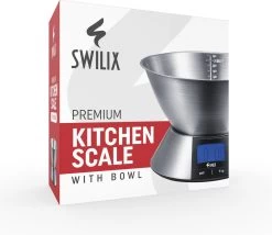 SWILIX ® Precisie Keukenweegschaal - 1gr Tot 5 Kg - Inclusief Mengcom - Met Tarra Functie - Inclusief Batterijen - RVS -Bol Waterkoker Winkel 1200x1040 3