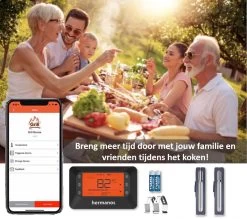 Hermanos® Digitale BBQ Thermometer Draadloos - Vleesthermometer - Oventhermometer - Bluetooth Met App - 2 Meetsondes - Magneet - Incl. Batterijen -Bol Waterkoker Winkel 1200x1062 1