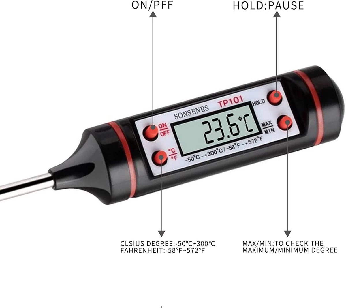 IGOODS - Digitale vleesthermometer - Keukenthermometers- BBQ thermometer- Voedselthermometer- RVS IGOODS - Digitale Vleesthermometer - Keukenthermometers- BBQ Thermometer- Voedselthermometer- RVS -Bol Waterkoker Winkel