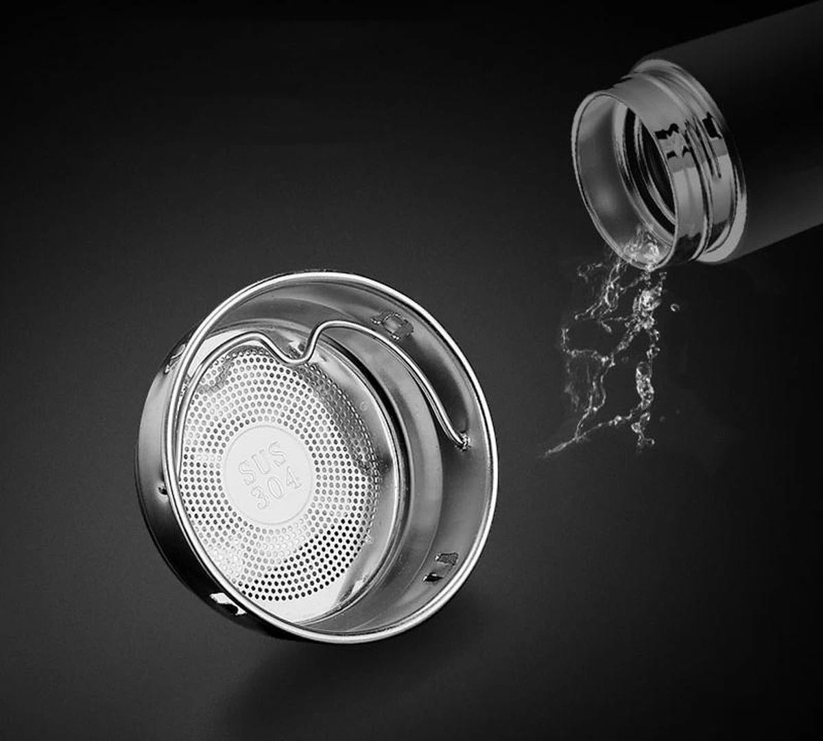 Thermosfles 500 ml - Met thee filter - Mat Zwart Thermosfles 500 Ml - Met Thee Filter - Mat Zwart -Bol Waterkoker Winkel