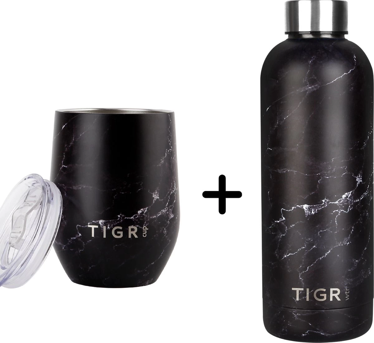 TIGR The Combo - Voordeelset Minimalist Thermosfles en Cup Warmhoudbeker - 500ml - Zwart marmer TIGR The Combo - Voordeelset Minimalist Thermosfles En Cup Warmhoudbeker - 500ml - Zwart Marmer -Bol Waterkoker Winkel