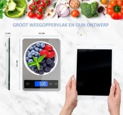 Hermanos® Digitale Precisie Keukenweegschaal - Weegschaal Keuken - 1 Gr Tot 15 Kg - Tarra Functie - Bluetooth Met Voedingsapp - Incl. Batterijen - RVS -Bol Waterkoker Winkel 1200x1123 3