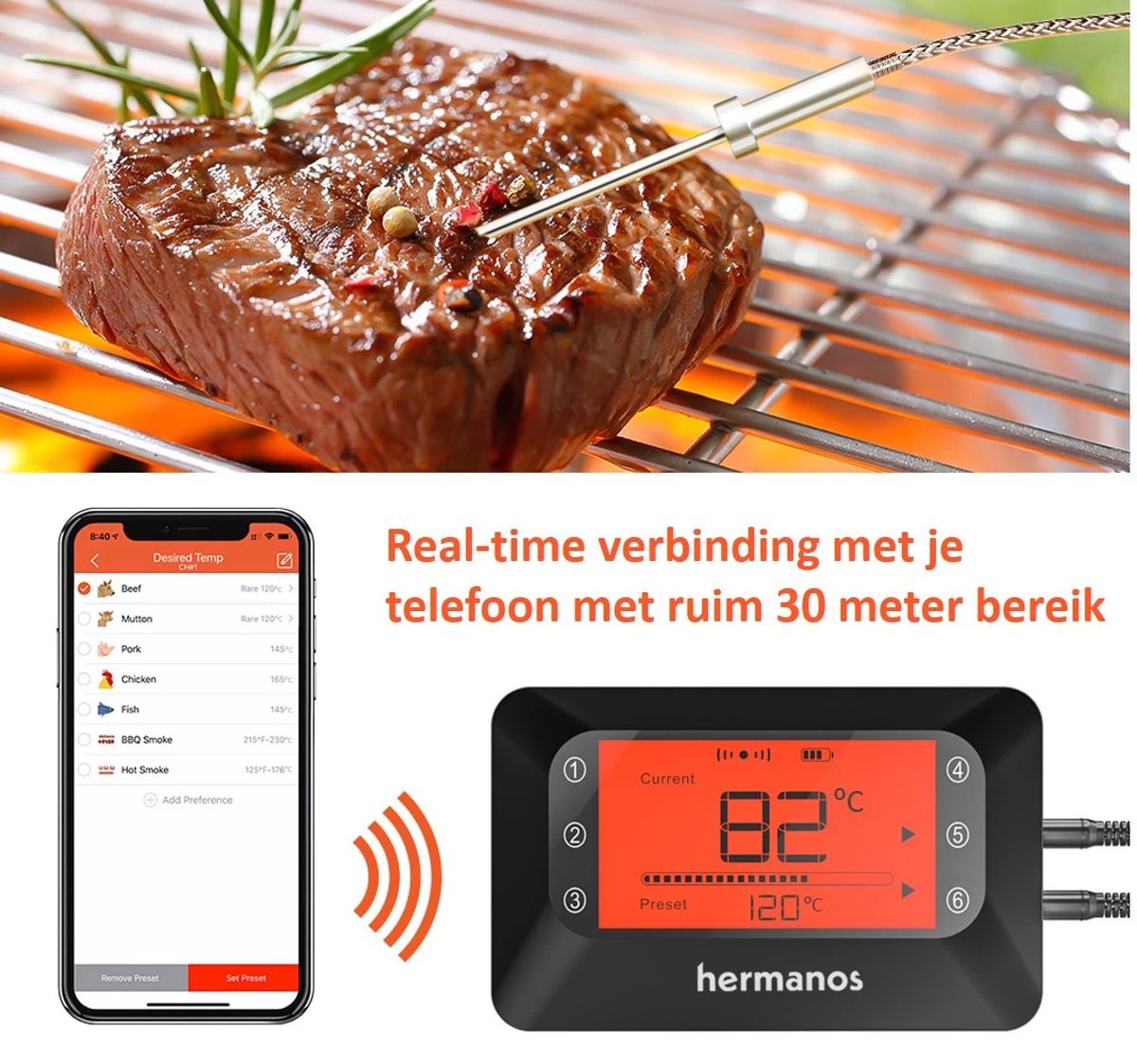 Hermanos® Digitale BBQ Thermometer Draadloos - Keukenthermometer - Bluetooth met app - 4 Sondes - Magneet - Incl. Batterijen Hermanos® Digitale BBQ Thermometer Draadloos - Keukenthermometer - Bluetooth Met App - 4 Sondes - Magneet - Incl. Batterijen -Bol Waterkoker Winkel 1200x1123 6