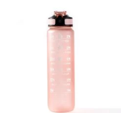 Merkloos Motivatie Drinkfles - Waterfles Met Tijdmarkering - Met Siliconen Rietje - Lichroze - 1 Liter - Tijdmarkeringen - BPA Vrij - Handige Drinktuit - Bidon - Water Drinken - Volwassenen En Kinderen - Cadeau - Valentijnsdag - Sportfles - Fitness