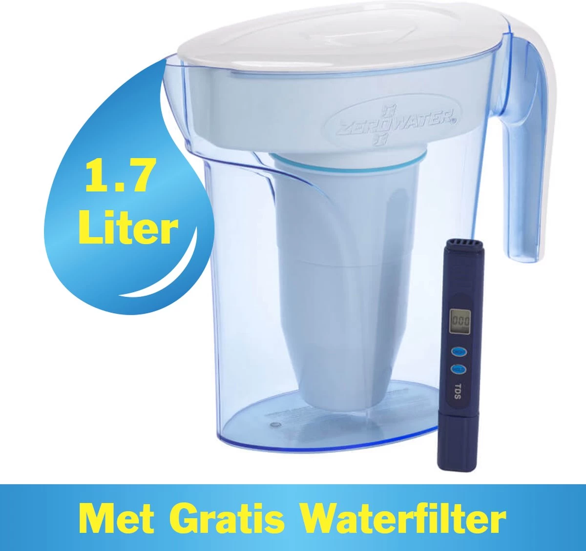 ZeroWater Waterkan - Met -TDS Meter - 1,7 L ZeroWater Waterkan - Met -TDS Meter - 1,7 L -Bol Waterkoker Winkel