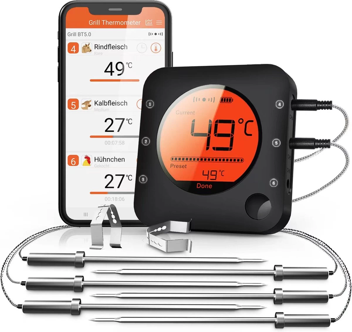 Claire BF-5 BBQ thermometer - Vleesthermometer - Oventhermometer - Draadloos met app - Incl. Batterijen en 6 meetsondes Claire BF-5 BBQ Thermometer - Vleesthermometer - Oventhermometer - Draadloos Met App - Incl. Batterijen En 6 Meetsondes -Bol Waterkoker Winkel 1200x1132 3