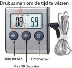 *** Digitale Keukenthermometer - Vleesthermometer- Braad Thermometer/timer - Met Timer Functie -20 °C Tot 250 °C- Incl. Timer, Warmte Alarm - Van Heble® *** -Bol Waterkoker Winkel 1200x1134 2