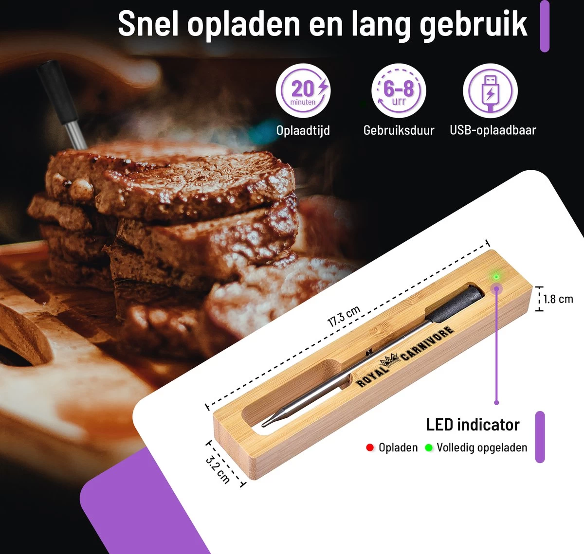 ROYAL CARNIVORE® | Draadloze BBQ thermometer | Barbecue vleesthermometer | Kernthermometer | Bluetooth met App ROYAL CARNIVORE® | Draadloze BBQ Thermometer | Barbecue Vleesthermometer | Kernthermometer | Bluetooth Met App -Bol Waterkoker Winkel 1200x1139 2
