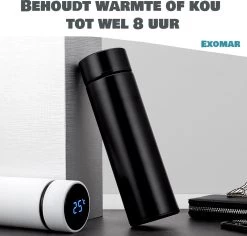 Exomar® Slimme Thermosfles Met LCD Temperatuur Display - Curver Isolatiefles 500 ML - Matte Finish - Thermosbeker - Isoleerfles - Dubbelwandige Thermosfles - Thermoskan - Travel Mug - Bidon Drinkfles - Drinkflessen - RVS - Koffiebeker - Smart Thermos -Bol Waterkoker Winkel 1200x1145