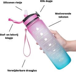 Merkloos Motivatie Drinkfles - Waterfles Met Tijdmarkering - Met Siliconen Rietje - Lichroze - 1 Liter - Tijdmarkeringen - BPA Vrij - Handige Drinktuit - Bidon - Water Drinken - Volwassenen En Kinderen - Cadeau - Valentijnsdag - Sportfles - Fitness -Bol Waterkoker Winkel 1200x1147 4
