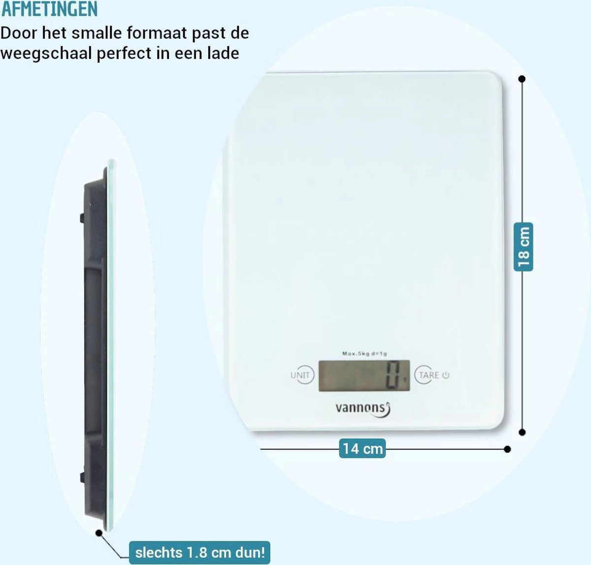 Vannons - Keukenweegschaal - Keukenweegschaal Digitaal - Precisie Weegschaal tot 5 kilo - Glas - Wit Vannons - Keukenweegschaal - Keukenweegschaal Digitaal - Precisie Weegschaal Tot 5 Kilo - Glas - Wit -Bol Waterkoker Winkel