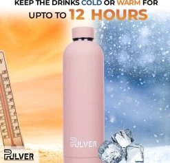 Pulver - RVS Thermosfles / Drinkfles – BPA Vrij – 750 Ml - Waterfles Met Draaidop – Drinkfles – Dubbele Isolatie - Rubberen Coating- Licht Roze -Bol Waterkoker Winkel 1200x1150 1