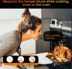 Aigostar 2-in-1 Magnetische Digitale Kern Thermometer Met Keuken Timer Alarm -0-250 Graden Celcius - Magnetische Vloeistof/Vlees Temperatuurmeter Met Meetsonde Draad & Kook Timer -Bol Waterkoker Winkel 1200x1152