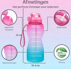 Migliore Waterfles 2 Liter- Luxe Drinkfles Met Rietje - 2 Liter - Water Bottle - Motivatie Waterfles Met Tijdmarkeringen - Grote - Gallon -Bol Waterkoker Winkel 1200x1170 4