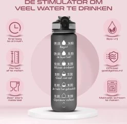 Gluxury Luxe Motivatie Waterfles - Nederlandse Tekst - Drinkfles Met Rietje - 1 Liter Drinkfles - Waterfles Met Tijdmarkering - Inc E-book - Zwart -Bol Waterkoker Winkel 1200x1174 6