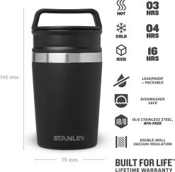 Stanley The Shortstack Travel Thermosbeker - 230 Ml - RVS/Mat Zwart -Bol Waterkoker Winkel 1200x1181 7