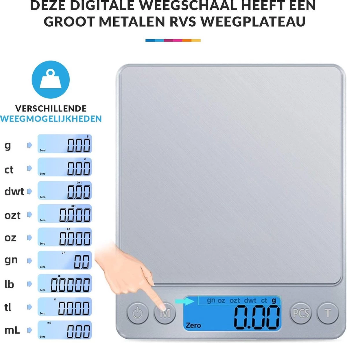 Keukenweegschaal Digitaal met Kom - Precisie Weegschaal RVS - 500g x 0.01g Keukenweegschaal Digitaal Met Kom - Precisie Weegschaal RVS - 500g X 0.01g -Bol Waterkoker Winkel 1200x1185 4