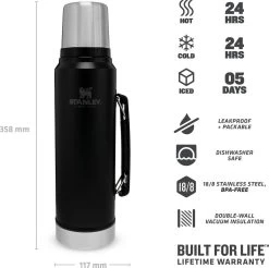 Stanley The Legendary Classic Bottle 1,00L - Thermosfles - Matte Black 4 Stanley The Legendary Classic Bottle 1,00L - Thermosfles - Matte Black -Bol Waterkoker Winkel 1200x1196 1