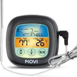 Movi® Mini+ Vleesthermometer - Bbq Thermometer – Kamado - Oventhermometer - Vleesthermometer Draadloos – Keukenthermometer - Suikerthermometer - Vloeistofthermometer – Barbecue Accessoires - Inclusief E-Book - Kookwekker -