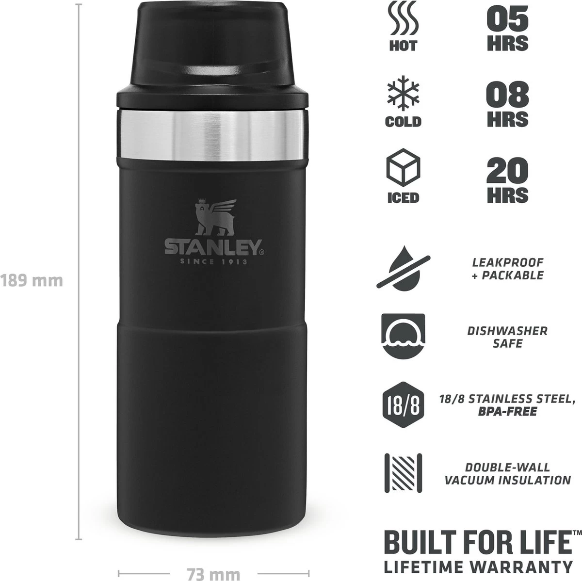 Stanley Trigger-Action Travel Mug 0.47L - thermosfles - Matt Black Stanley Trigger-Action Travel Mug 0.47L - Thermosfles - Matt Black -Bol Waterkoker Winkel 1200x1198 6