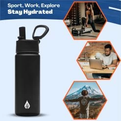 VANN Drinkfles 500 Ml Met Rietje Multifunctioneel - Waterfles Volwassenen - RVS Inclusief 3 Doppen - 24uur Koud/12 Uur Warm - Groen -Bol Waterkoker Winkel 1200x1199 18