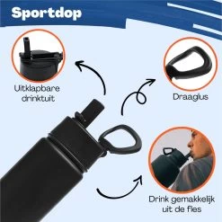 VANN Drinkfles 500 Ml Met Rietje Multifunctioneel - Waterfles Volwassenen - RVS Inclusief 3 Doppen - 24uur Koud/12 Uur Warm - Groen -Bol Waterkoker Winkel 1200x1199 19